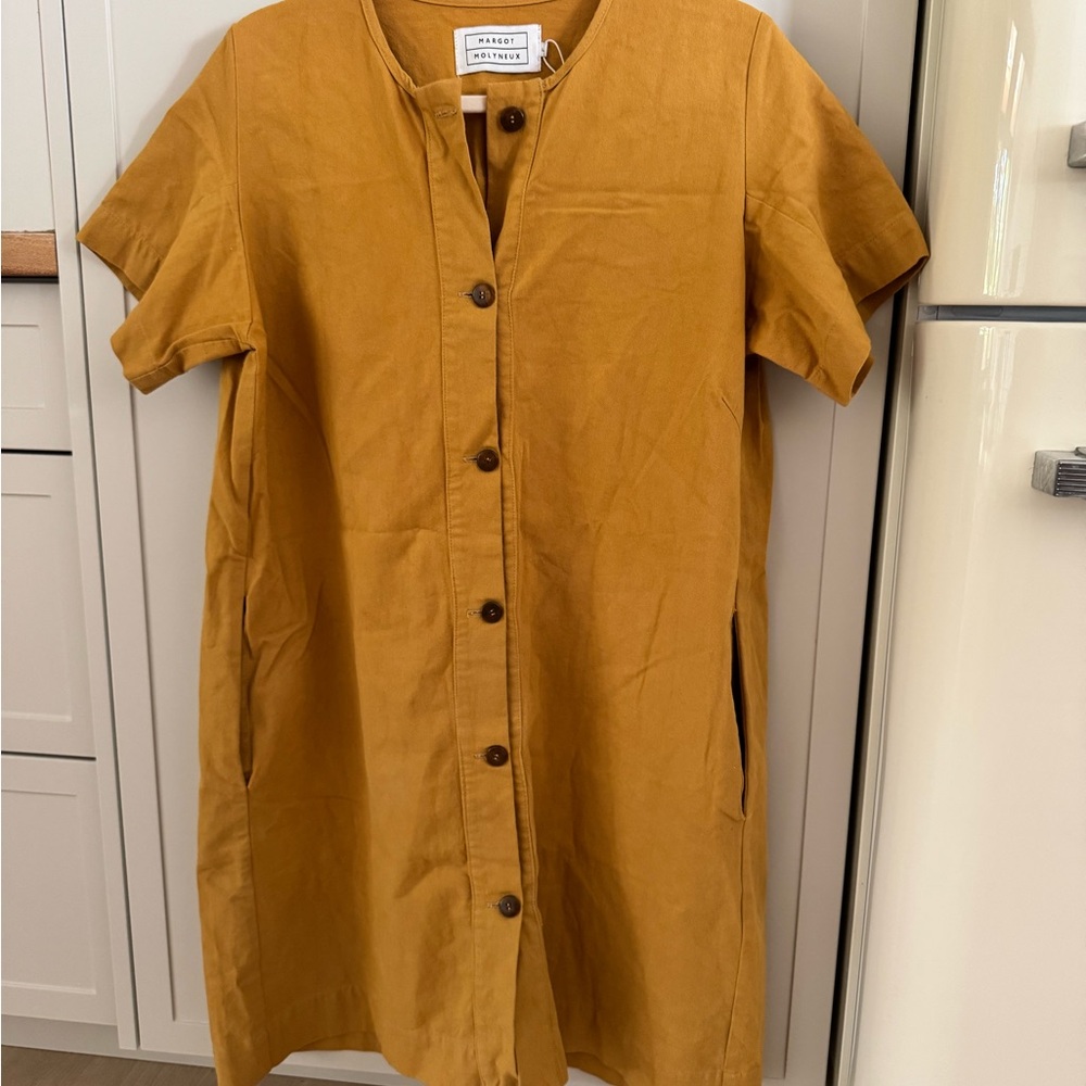 Mustard Button-Down Dress